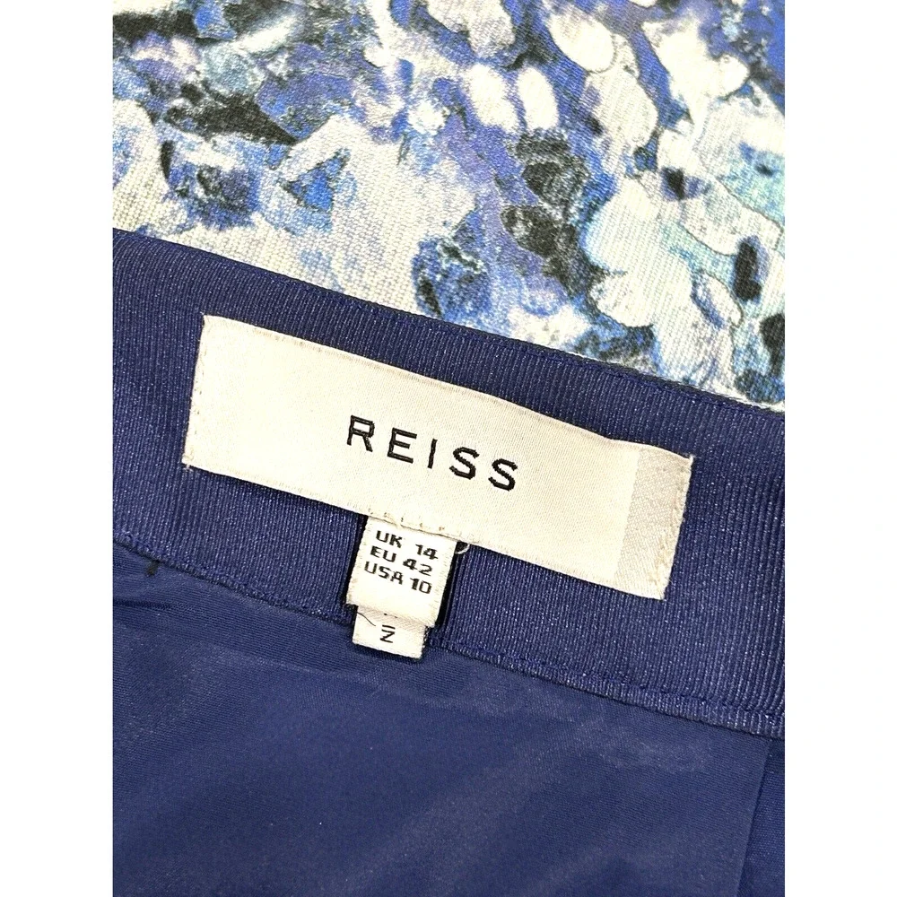 Reiss Pencil Skirt Womens Size 10 Ice Blue Mattea Jacquard Lined Business